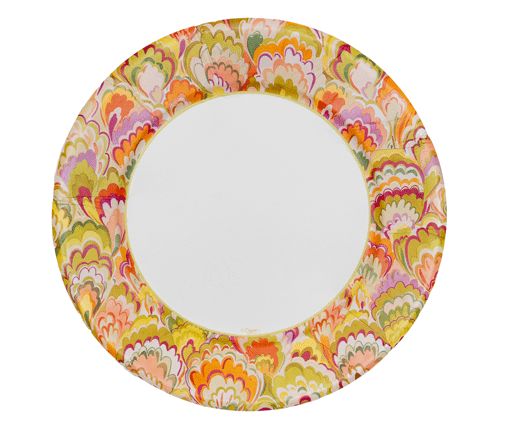 Marbled Ceramica Raspberry &amp; Chartreuse Dinner Plates