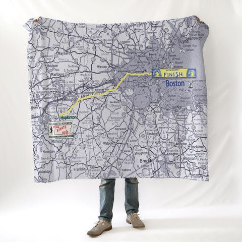 Fleece Blanket Boston Marathon Route