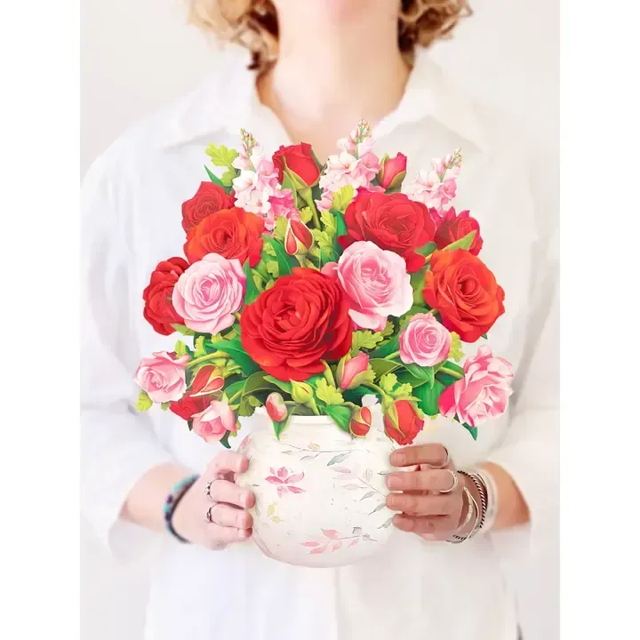 Mini Pop-Up Greeting Card Blooming Roses