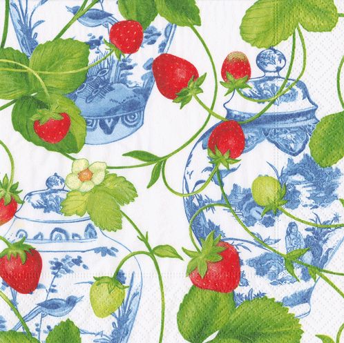 Strawberries And Cream Napkin Cocktail Napkins - 20 Per Package