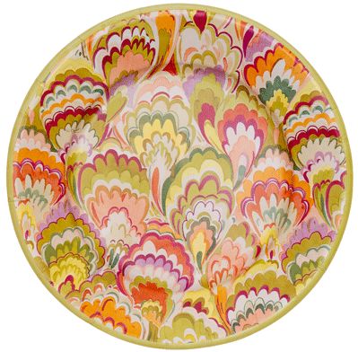 Marbled Ceramica Raspberry &amp; Chartreuse Salad &amp; Dessert Plates - 8 Per Package