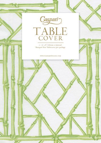 Bamboo Screen Moss Green Paper Linen Table Cover
