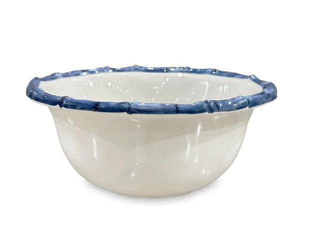 VIDA Bamboo Cereal Bowl (White and Blue)