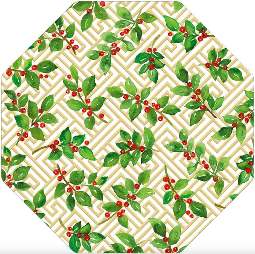 Holly and Fretwork Die-Cut Placemat
