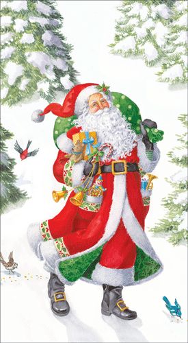 Woodland Santa Recycled Paper Guest Napkins - 15 Per Package