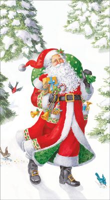 Woodland Santa Recycled Paper Guest Napkins - 15 Per Package
