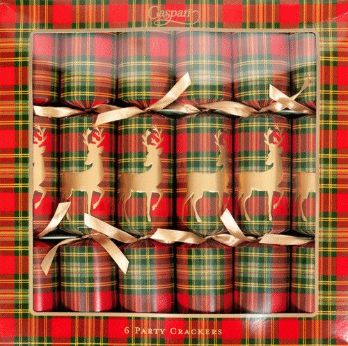 Reindeer Tartan Christmas Crackers Set of 6