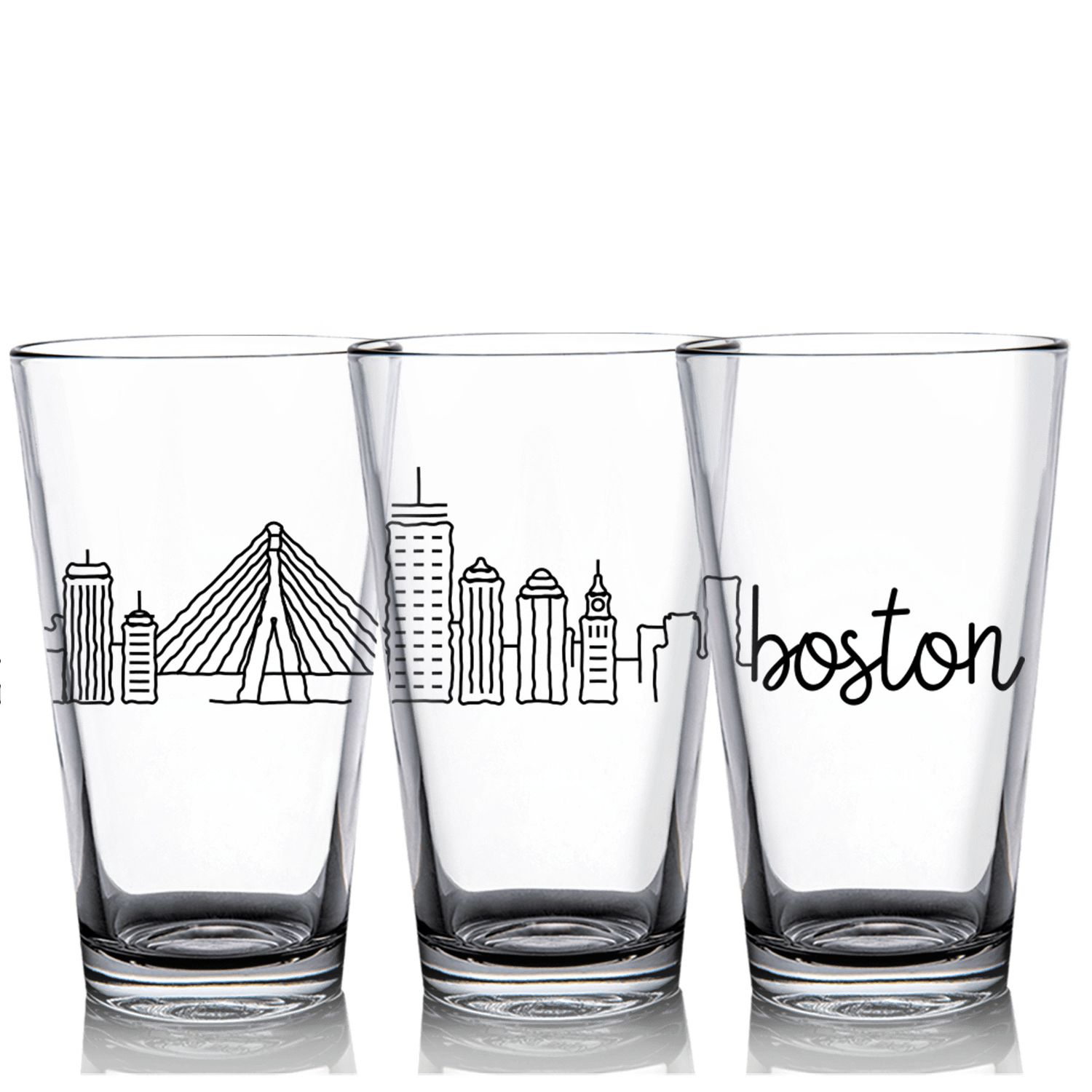 Boston Scribble City Pint Glass