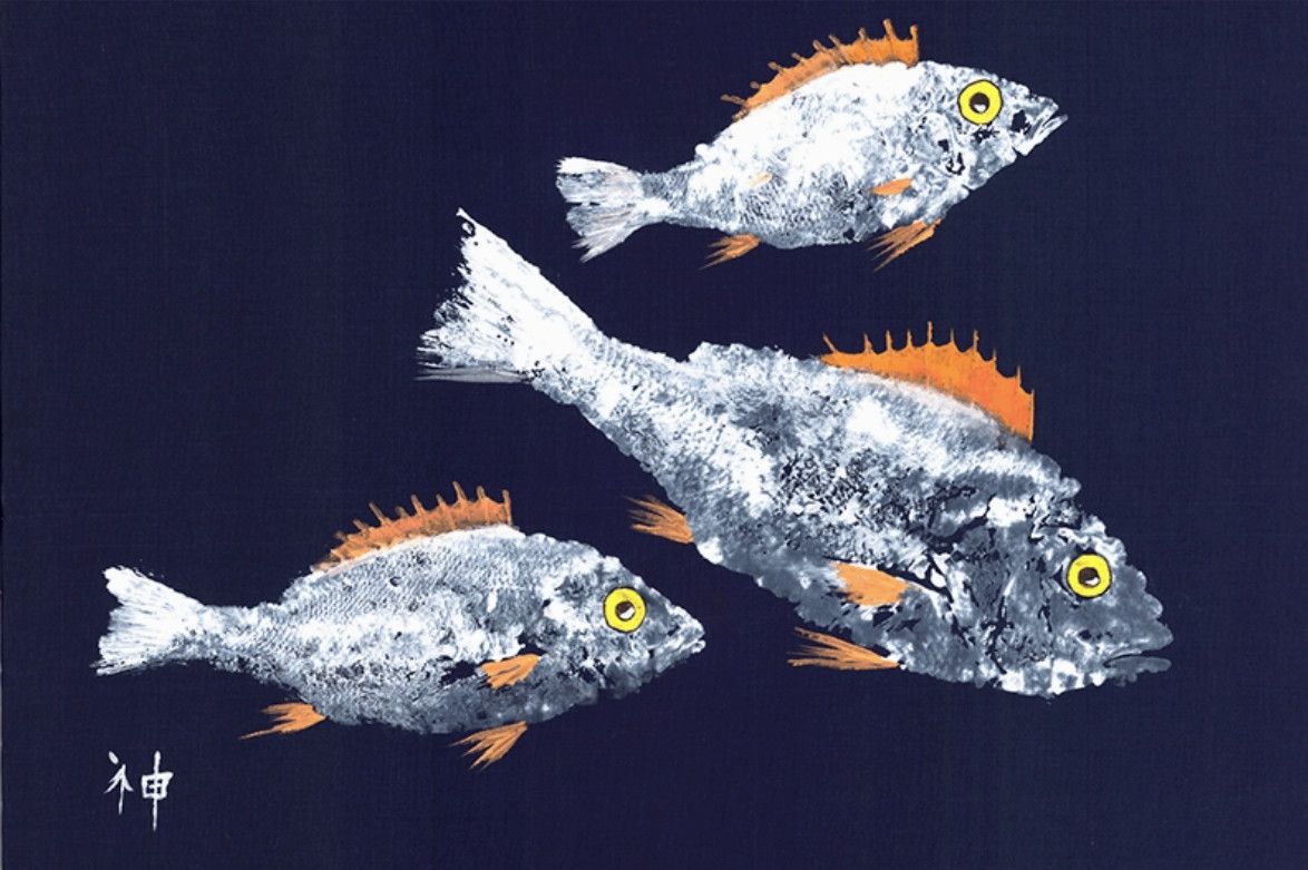 School of Snapper White On Navy Placemat