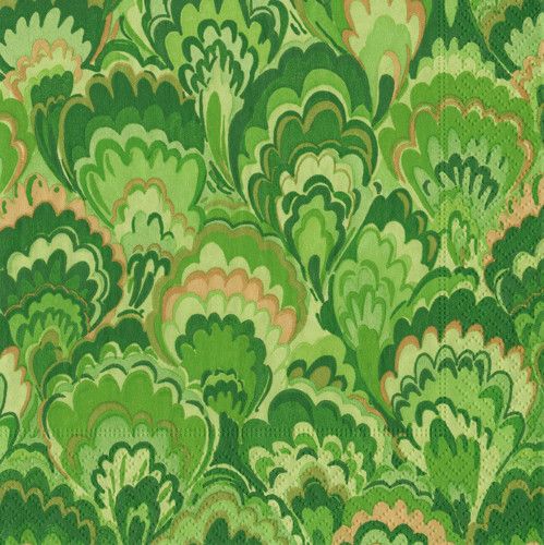 Marbled Ceramica Green Cocktail Napkins - 20 Per Package