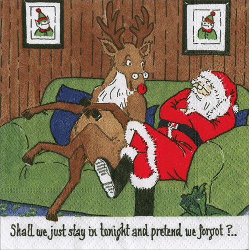 Santa At Home Cocktail Napkins - 20 Per Package