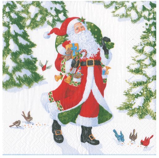 Woodland Santa Recycled Paper Cocktail Napkins - 20 Per Package