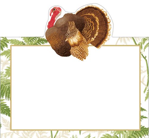 Turkey Among Ferns Foil Place Card - 8 Per Package