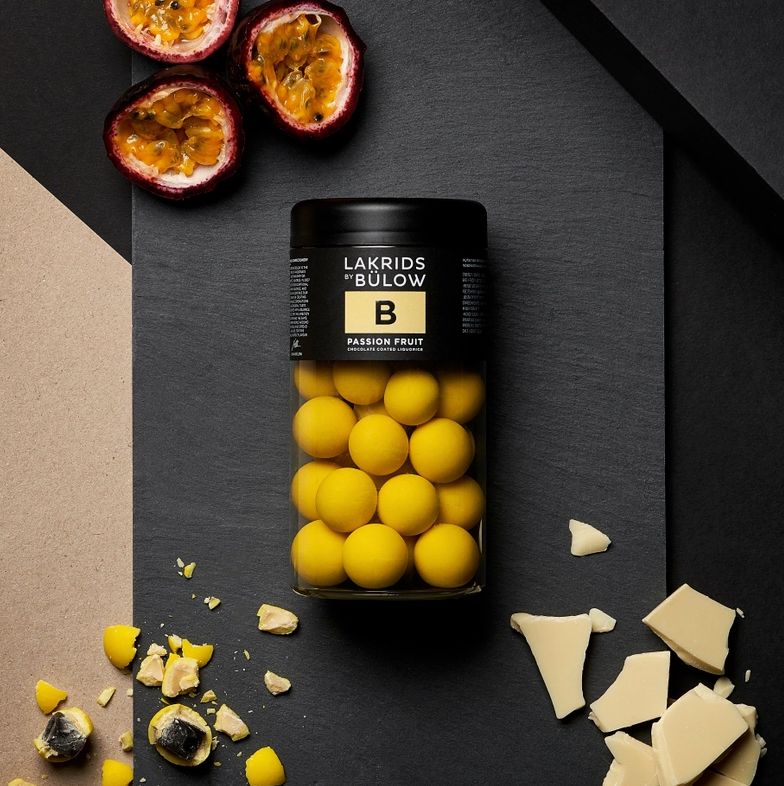 B – Passionfruit White Chocolate Coated Gourmet Licorice