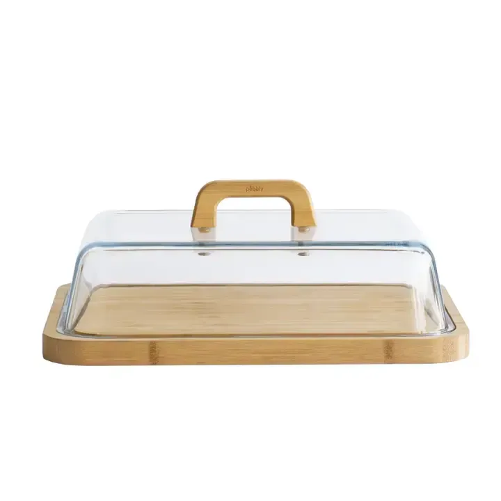 Bamboo Cheese Box w/ Glass Lid