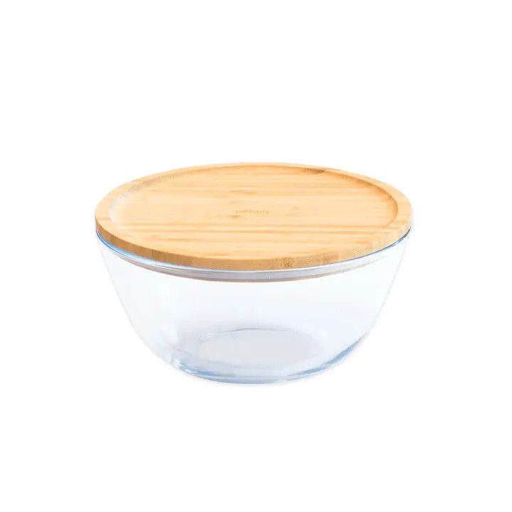 Glass Mixing Bowl w/ Bamboo Lid 2.7 Qt