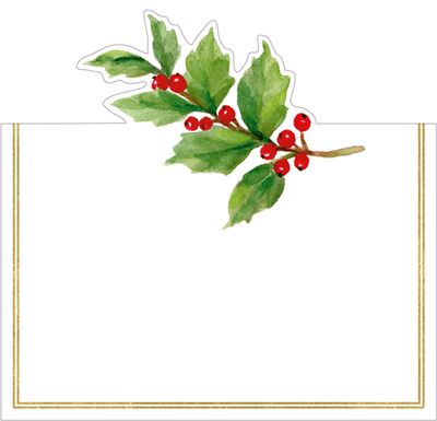 Holly Sprig Foil Place Card - 8 Per Package