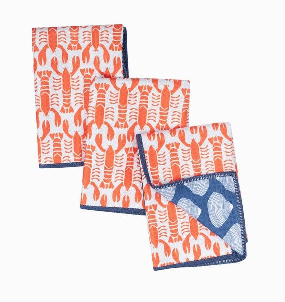 Mighty Mini Towel (Set of 3) Reversible - Kn Lobster
