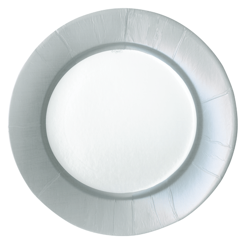 Linen Border Paper Salad &amp; Dessert Plates in Silver - 8 Per Package