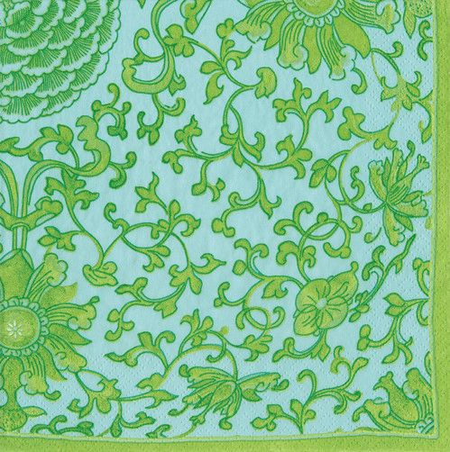 Indigo Garden Jade/Turquoise Cocktail Napkins - 20 Per Package