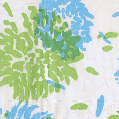 Chrysanthemum Turquoise/Lime Cocktail Napkins 20 Per Package