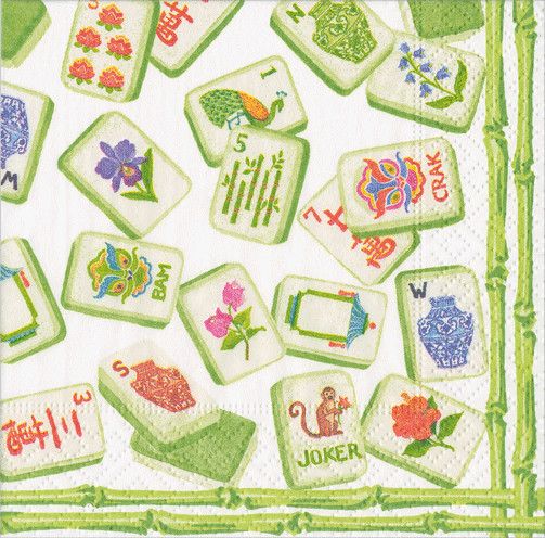 Mahjong Green Cocktail Napkins - 20 Per Package