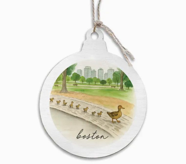 White Duckling Wooden Ornament