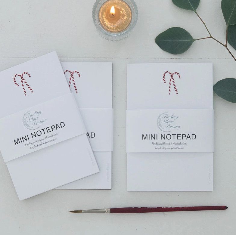 Candy Cane Watercolor Mini Notepad