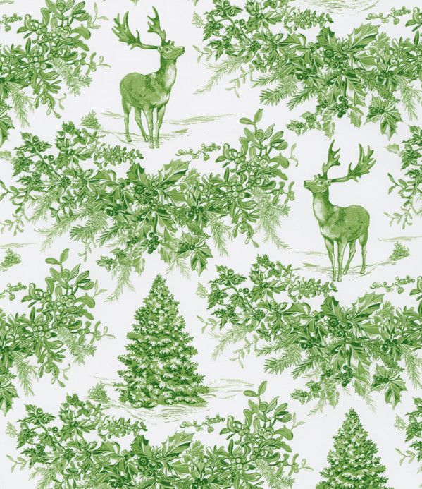 Christmas Toile Green Roll Wrap