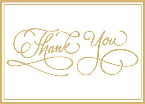 Thank You Calligraphy Foil Thank You Notes Boxed 8 In-Foil