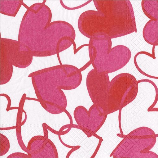 Painted Hearts Recycled Cocktail Napkins 20 Per Package