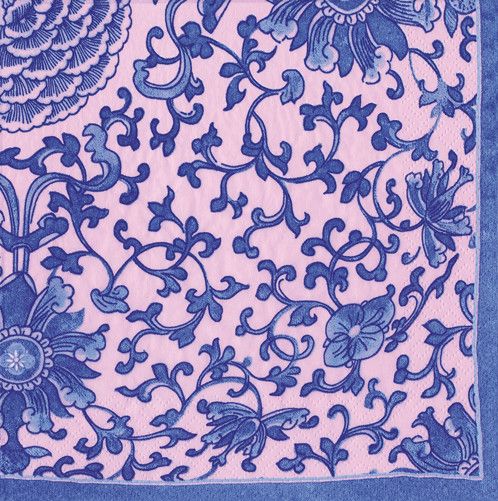 Indigo Garden Blue/Pink Cocktail Napkins - 20 Per Package