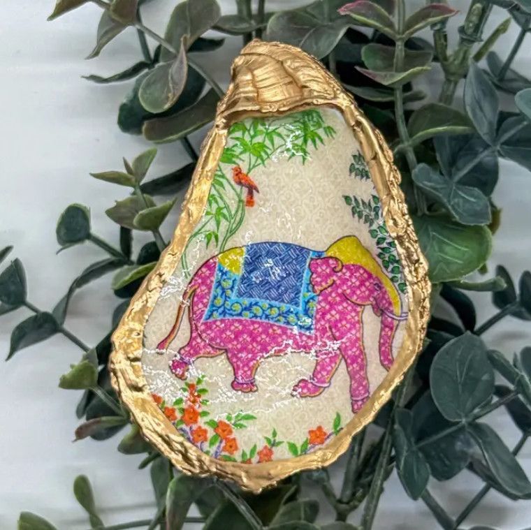 Colorful Elephant Oyster Trinket Dish