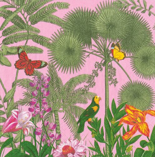Paradise Garden Pink Cocktail Napkins 20 Per Package