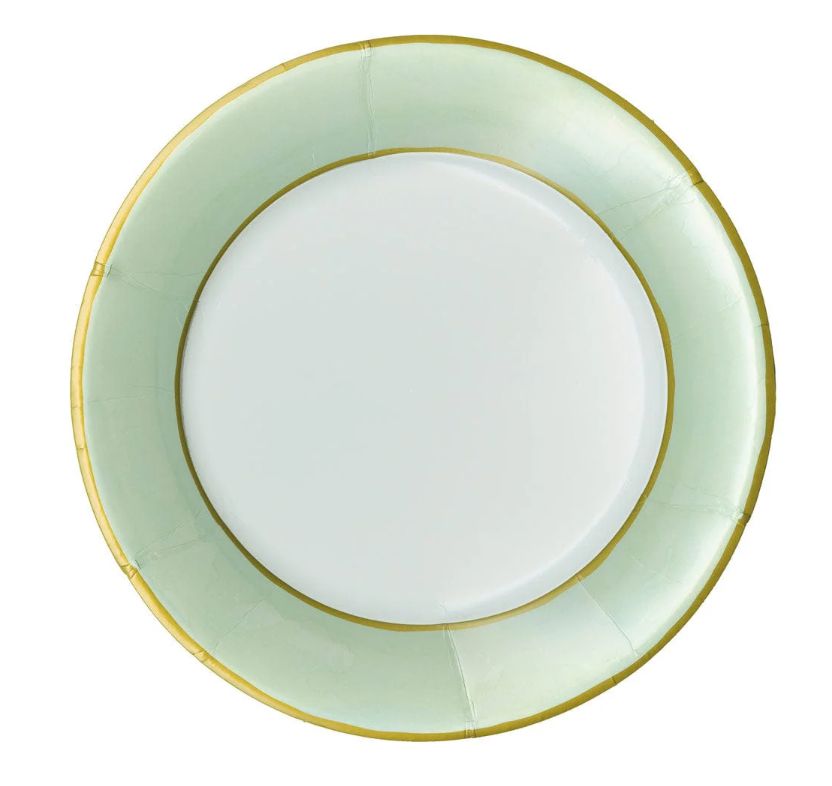 Watercolor Celadon Paper Dinner Plates - 8 Per Package