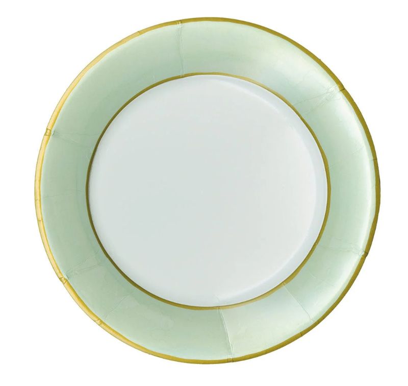 Watercolor Celadon Paper Dinner Plates - 8 Per Package
