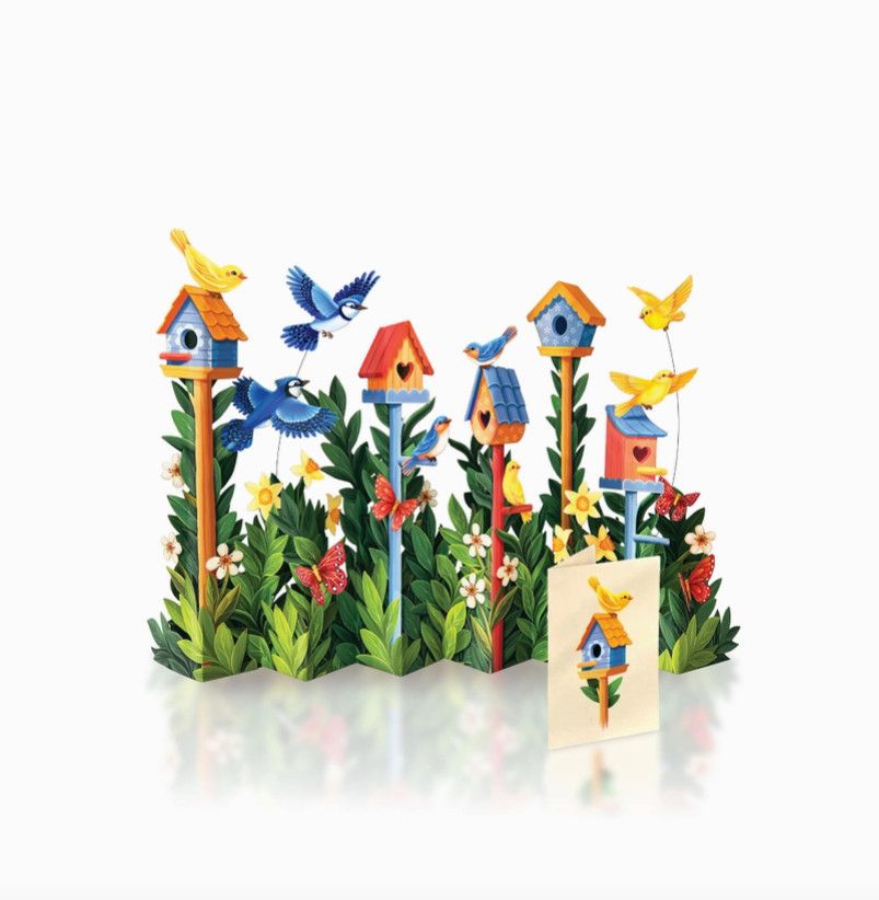 Birdhouse Garden Pop-Up Greeting Card
