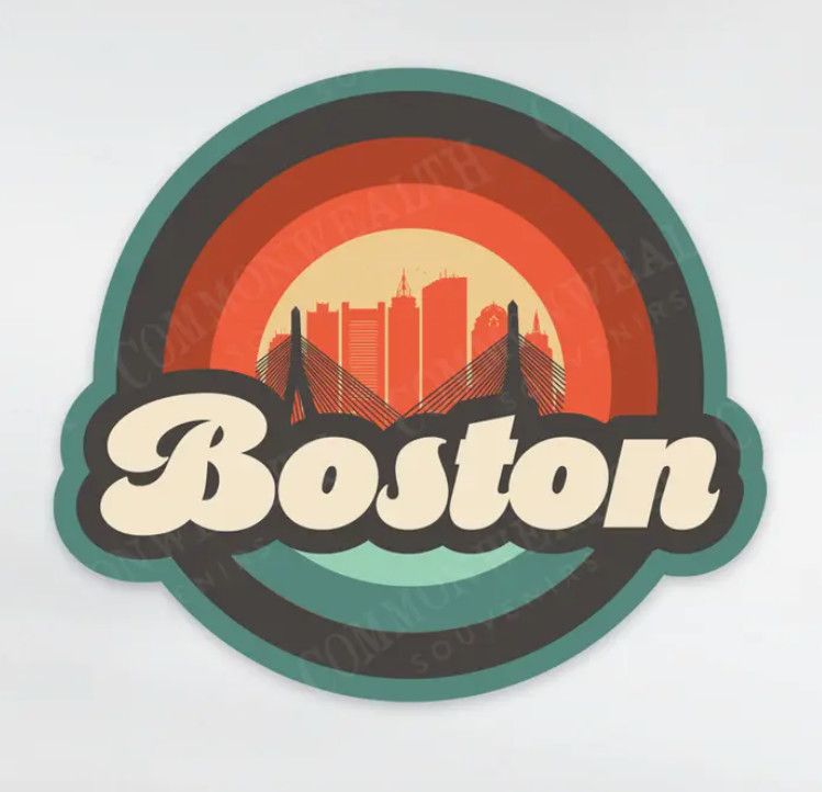 Boston City Skyline Circle Sticker