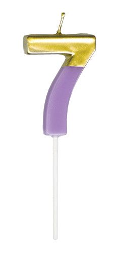 Number Candle 7 - Purple/gold
