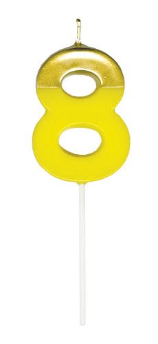 Number Candle 8 - Yellow/gold
