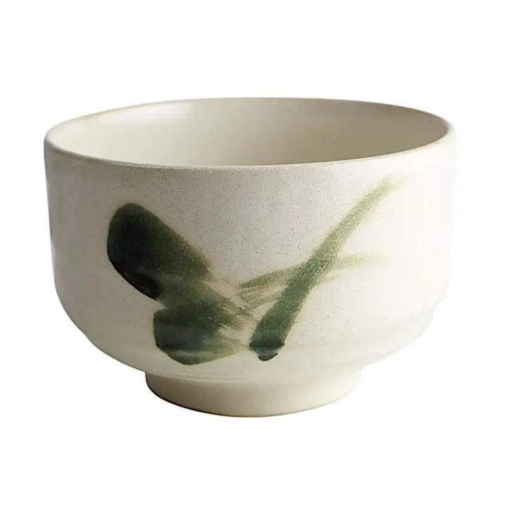 Matcha Bowl Ivory w/ Green Brush 12oz