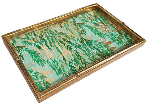 Willows Green Bamboo Edge Lacquer Vanity Tray