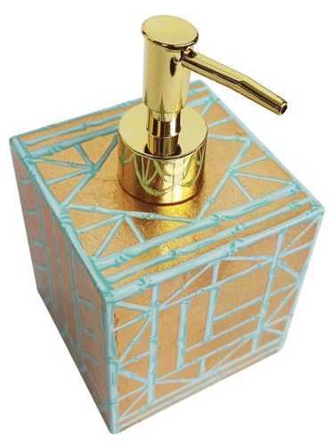 Bamboo Screen Robin's Egg Lacquer Soap Dispenser