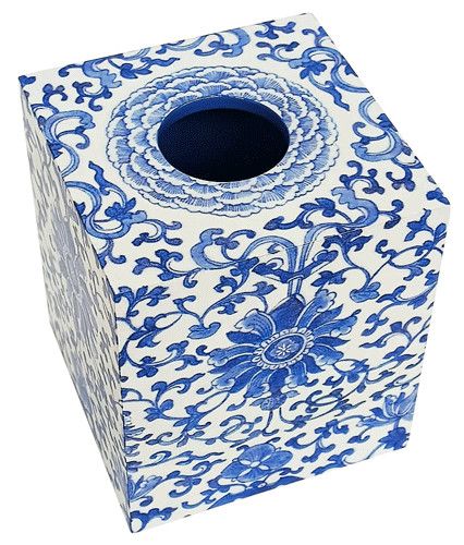 Indigo Garden Blue/white Lacquer Tissue Box