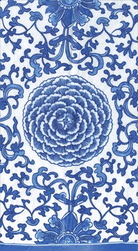 Indigo Garden Blue/white Guest Towels - 15 Per Package