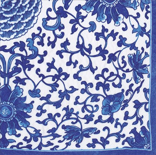 Indigo Garden Blue/White Cocktail Napkins - 20 Per Package