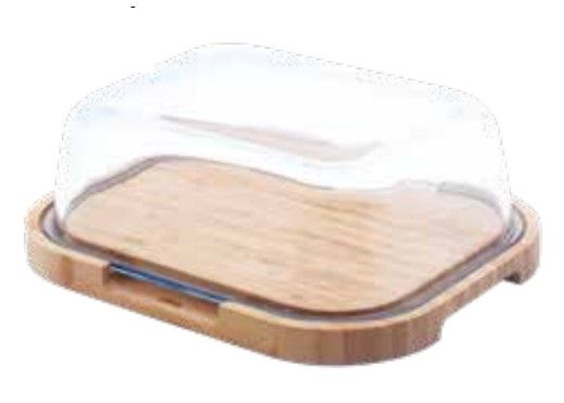 Small Bamboo Cheese Box w/Glass Lid