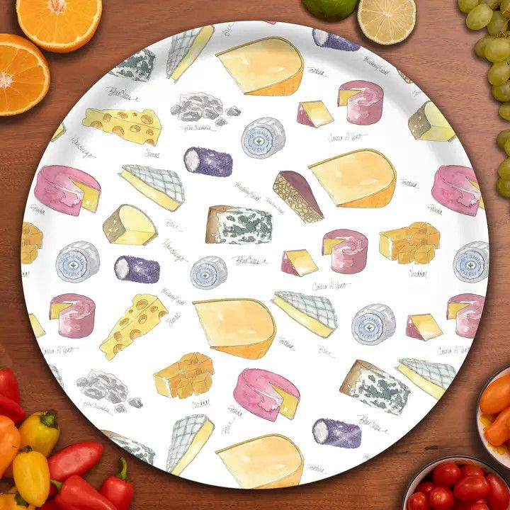 Round Cheese Birchwood Serving Tray By Betsy Barry 15.7in