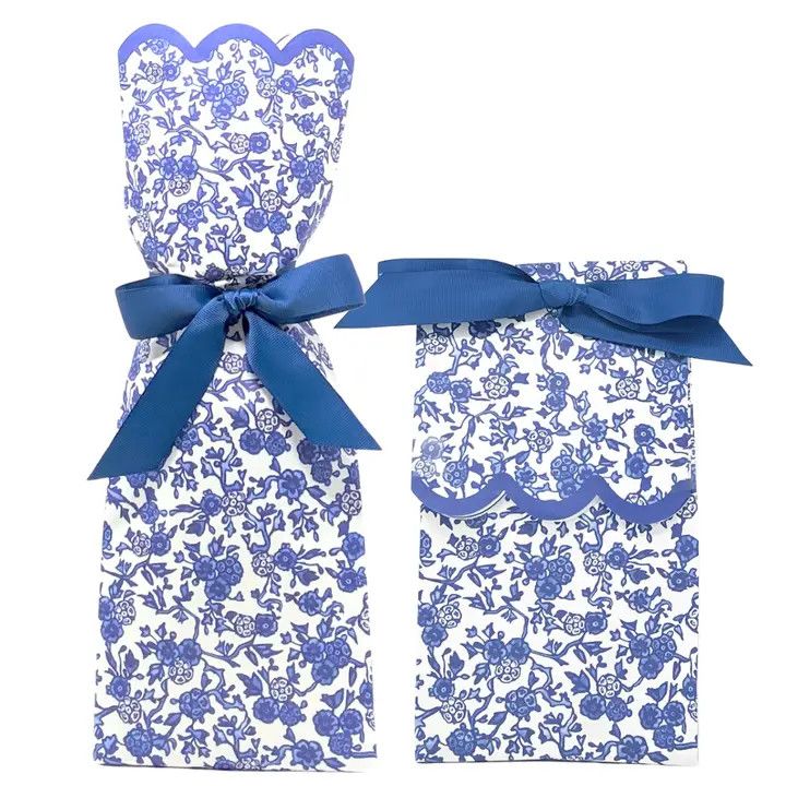 Wine &amp; Gift Bag Set of 6, Style: Blue Chinoiserie