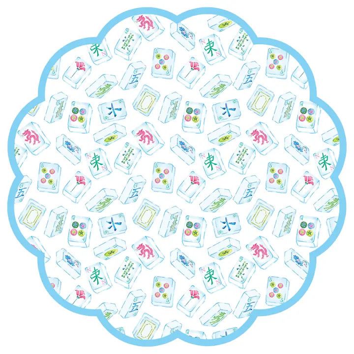 Mahjong Scalloped Paper Placemats Set of 24